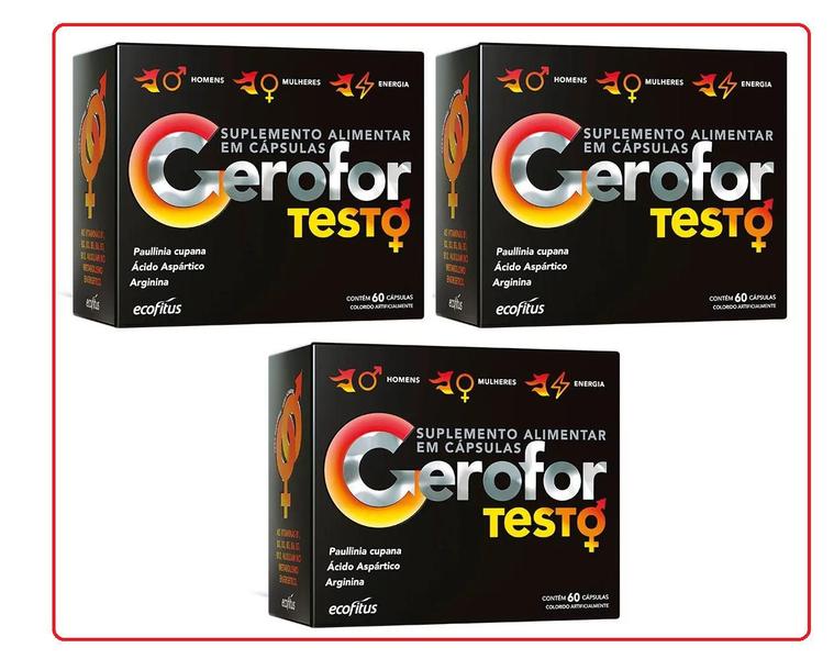 Imagem de Kit 3 Suplemento Gerofor Testo Com 60 Cápsulas - Ecofitus