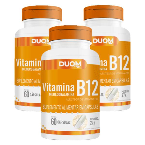 Imagem de Kit 3 Suplemento Vitamina B12 Metilcobalamina 60 Cps  Duom