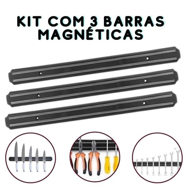 Imagem de Kit 3 Suporte Barra Magnética 50cm para Facas e Ferramentas