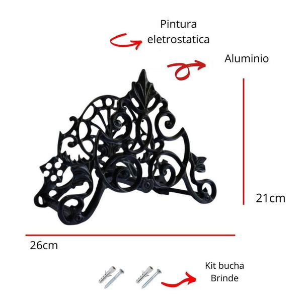 Imagem de Kit 3 Suporte Enrolador Mangueira Jardim Clássico preto