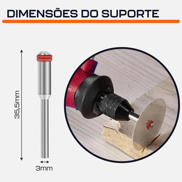 Imagem de Kit 3 Suportes Para Discos De Corte Haste 3Mm Micro Retífica