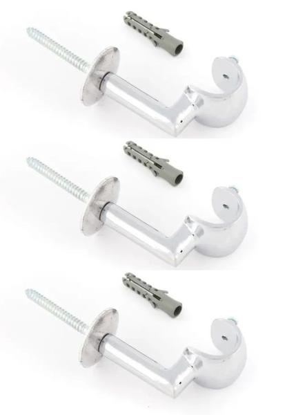 Imagem de Kit 3 Suportes Teto Para Varão de cortina 28mm em aluminio