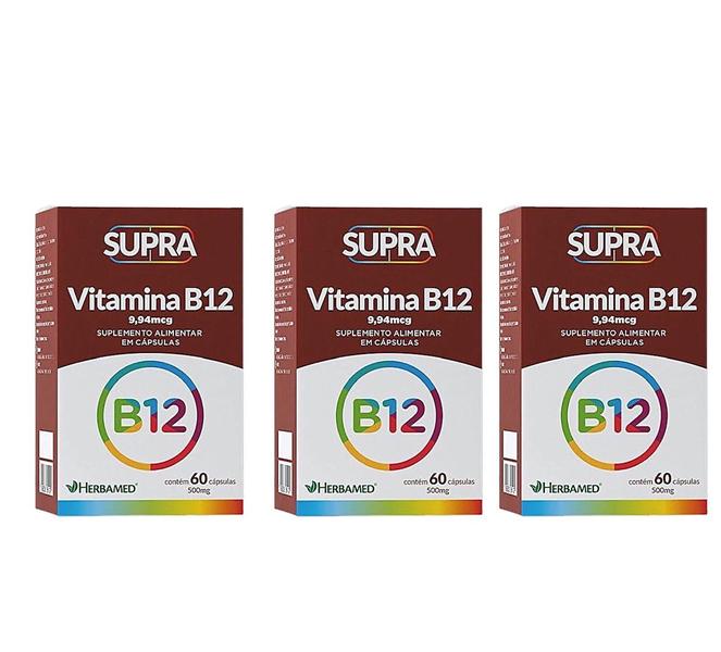 Imagem de Kit 3 Supra Vitamina B12 60 Cápsulas - Herbamed