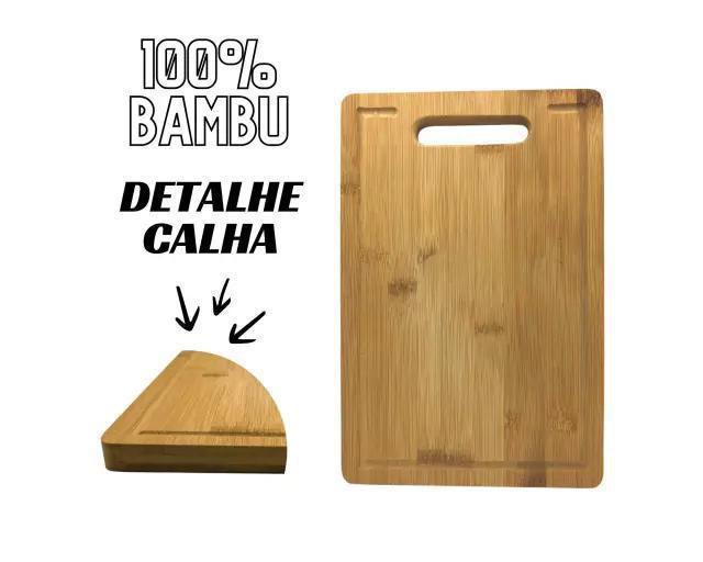 Imagem de Kit 3 Tábua Bambu C/Canaleta Para Cortes