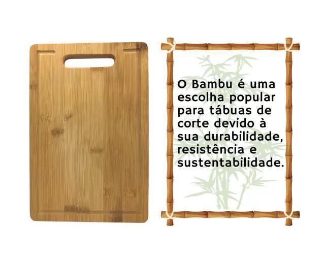 Imagem de Kit 3 Tábua Bambu C/Canaleta Para Cortes