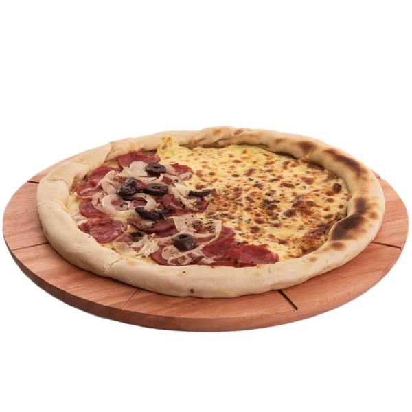 Imagem de Kit 3 Tábuas de Pizza Redondas 8 divisórias 34cm Madeira Eucalipto Essence Domama