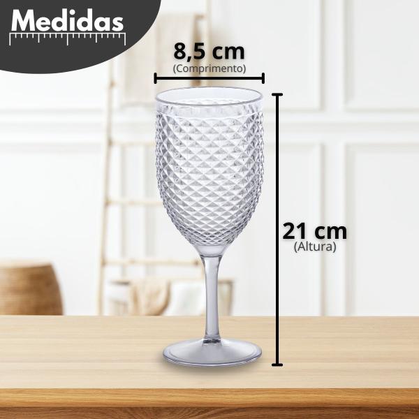 Imagem de Kit 3 Taça Para Vinho e Água De Acrílico Luxxor 480ml - Paramount