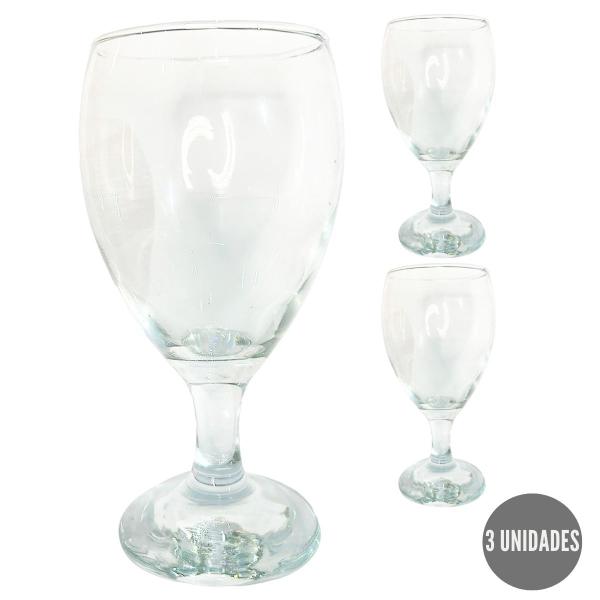 Imagem de Kit 3 Taças De Vinho 350ml Vidro Transparente