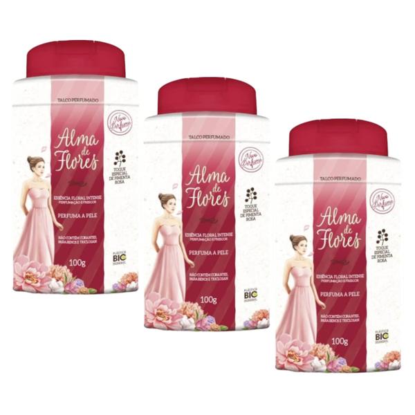 Imagem de Kit 3 Talco Alma De Flores Floral Intense 100G - Memphis