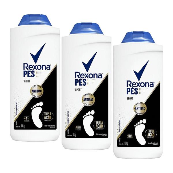 Imagem de Kit 3 Talcos Desodorantes para os Pés Rexona Sport 100g