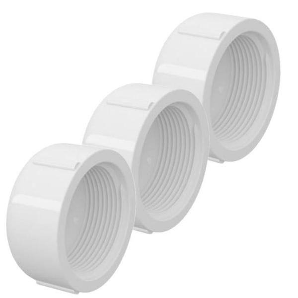 Imagem de Kit 3 Tampão Cap Pvc Roscável 1.1/2 Branco (50Mm) Tigre