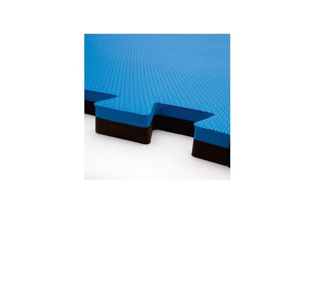 Kit 3 Tatame Tapete EVA 1x1m 40mm 100x100x4cm Preto com Azul Imagem de Kit 3 Tatame Tapete EVA 1x1m 40mm 100x100x4cm Preto com Azul