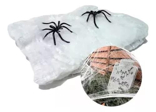 Imagem de Kit 3 Teia Halloween Decorativa Branca