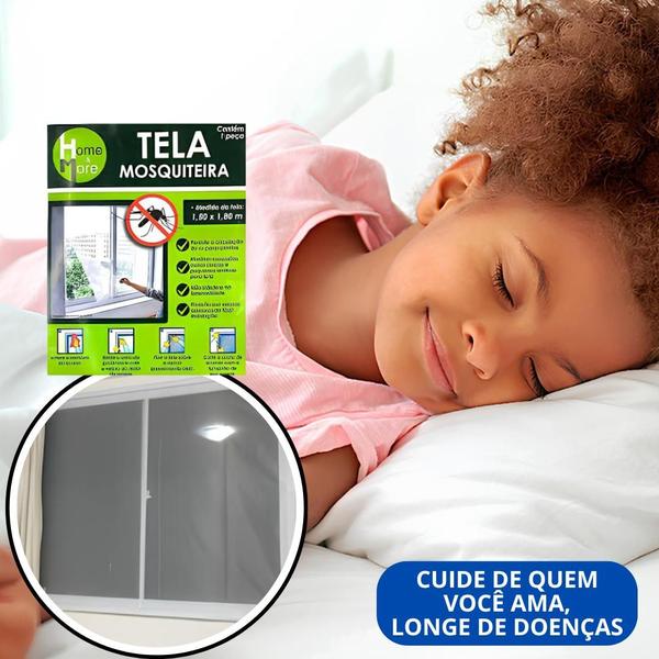 Imagem de Kit 3 Tela Mosquiteiro Protetora Com Fita Colante Janela Ajustável Contra Insetos Dengue Mosquitos