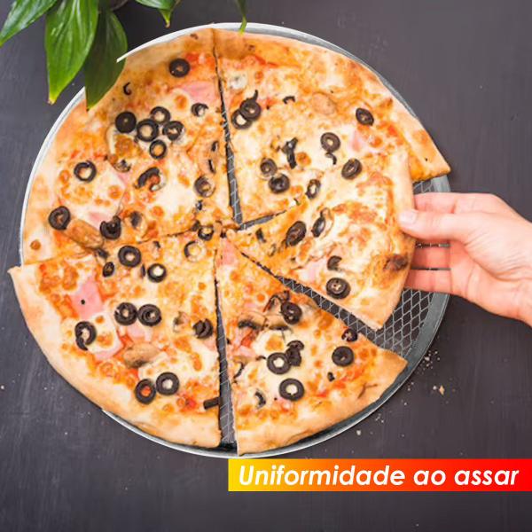 Imagem de Kit 3 Tela Pizza 30Cm Alumínio Redonda Quadriculada