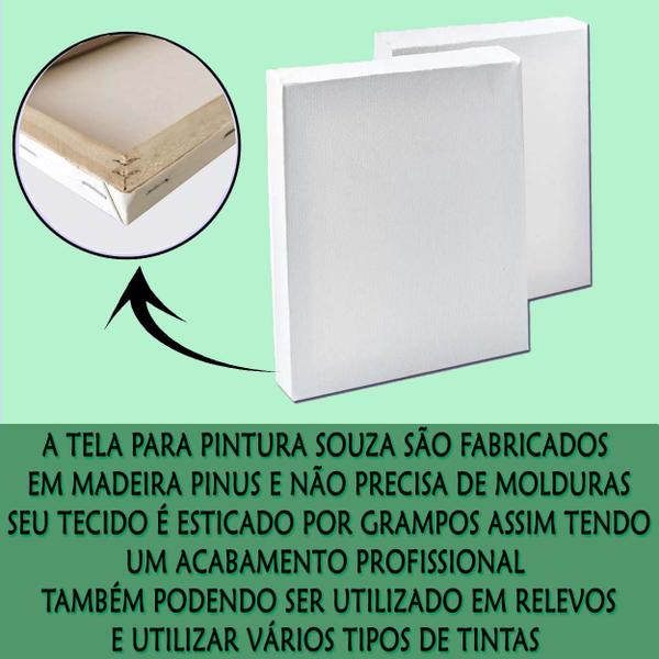 Imagem de Kit 3 Telas 30x30 Cm Souza Para Pinturas E Artesanatos