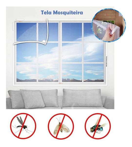 Imagem de Kit 3 Telas Mosquiteiro de Janelas Proteção Insetos 85x105cm