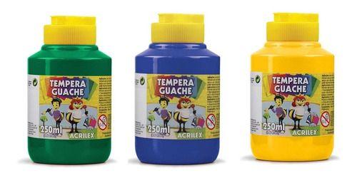 Imagem de Kit 3 TEMPERA GUACHE - 250ml - VERDE AZUL AMARELO - 02020511 / 02020559 / 02020505