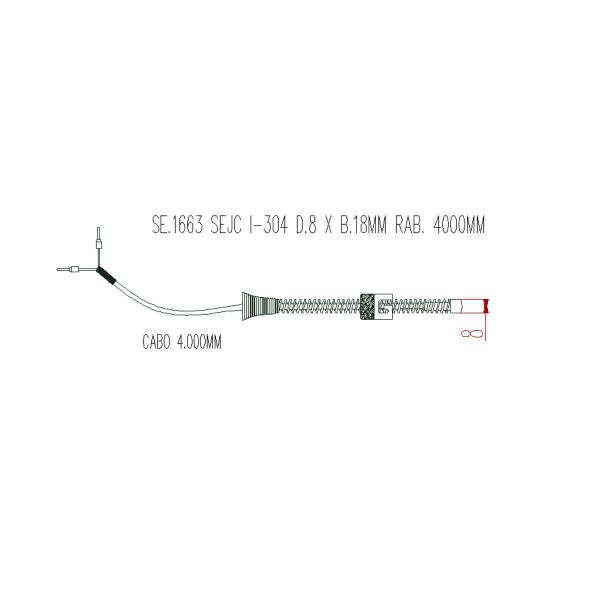 Imagem de Kit 3 Termopar Tipo J Sensor De Temperatura 2 Vias Ponta 8mm Baioneta Adaptador Cabo Malha 4 Metros