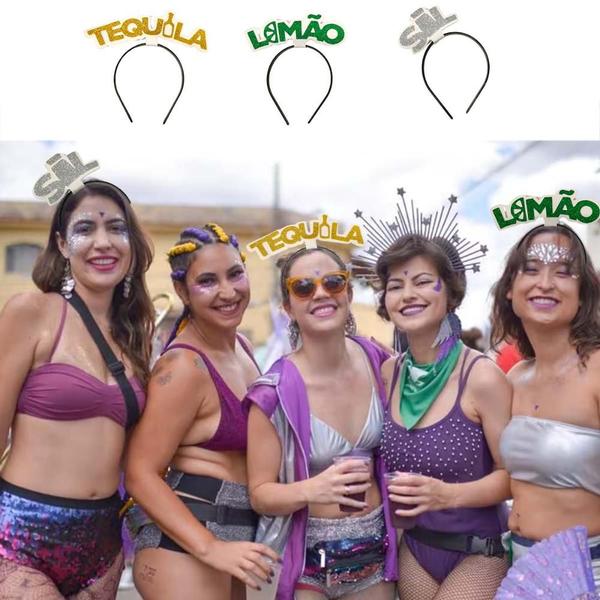 Imagem de Kit 3 Tiaras de Carnaval para Amigas Tequila Limão E Sal