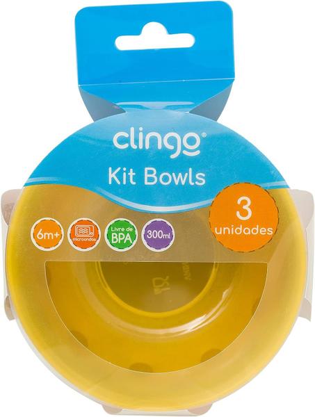 Imagem de Kit 3 Tigelas Bowls Infantis Colors Alimentação Bebê Clingo