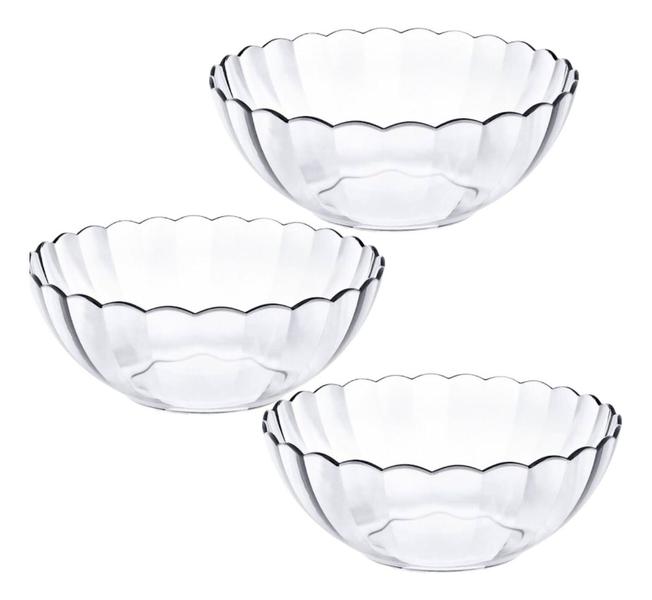 Imagem de Kit 3 Tigelas Grandes Vasilhas Saladeiras Bowl Redonda 25cm Vidro