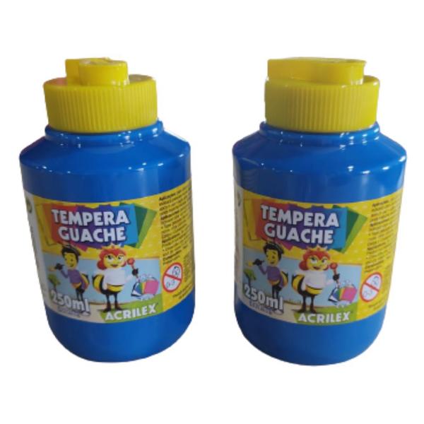 Imagem de Kit 3 Tinta Tempera Guache Escolar Azul 250ml Acrilex