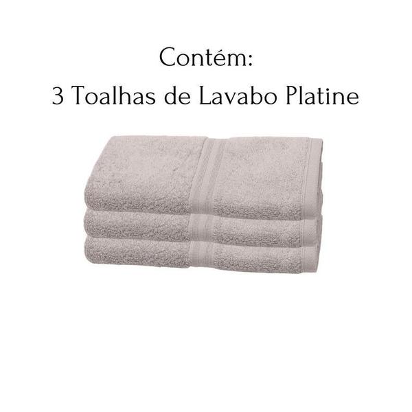 Imagem de Kit 3 Toalhas De Lavabo Buettner Fio Egípcio Platine 30X50Cm