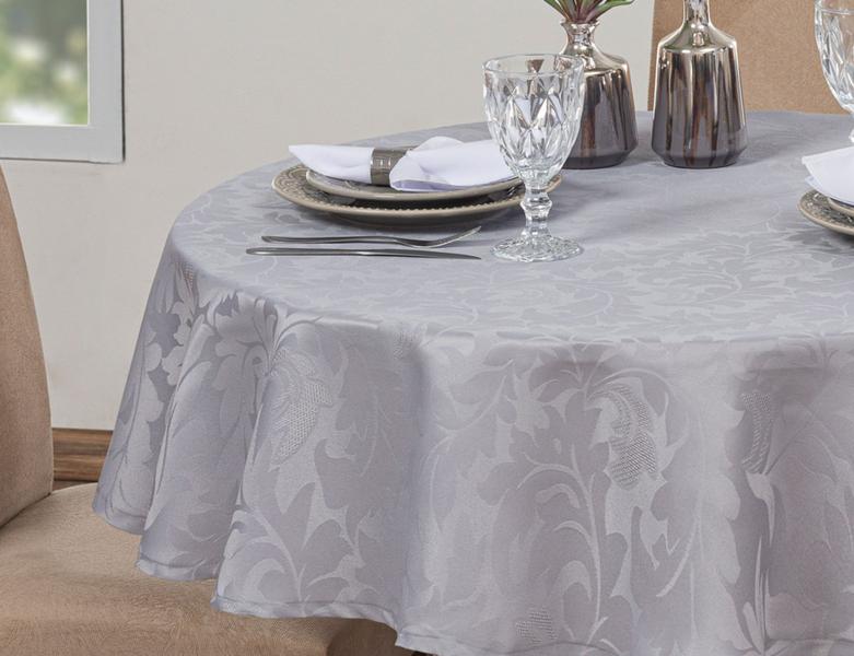 Imagem de Kit 3 Toalhas De Mesa Luxo Redonda 4 Lugares Sala Jantar Jacquard