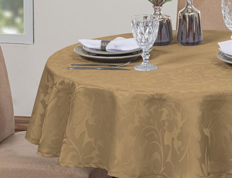 Imagem de Kit 3 Toalhas De Mesa Luxo Redonda 4 Lugares Sala Jantar Jacquard