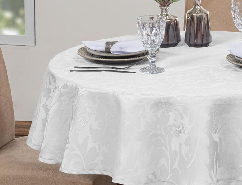 Imagem de Kit 3 Toalhas De Mesa Luxo Redonda 4 Lugares Sala Jantar Jacquard