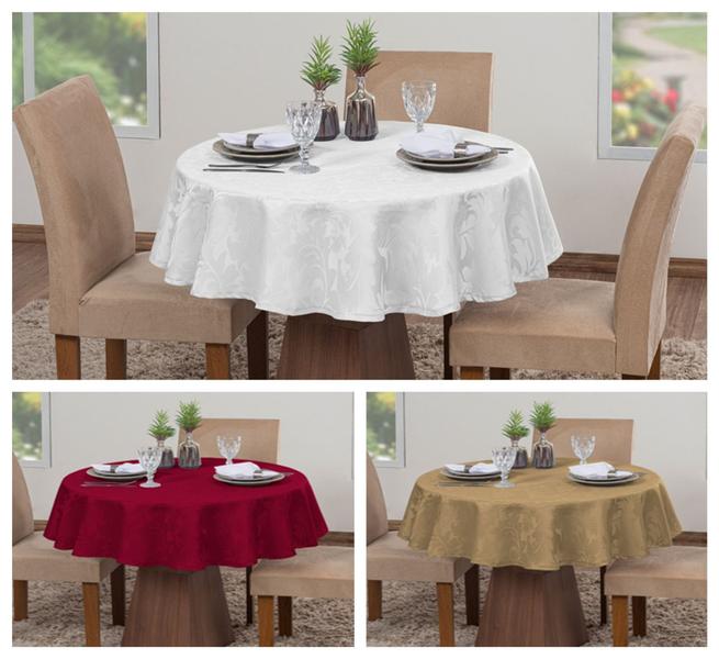 Imagem de Kit 3 Toalhas De Mesa Luxo Redonda Sala Jantar Jacquard 4 Lugares