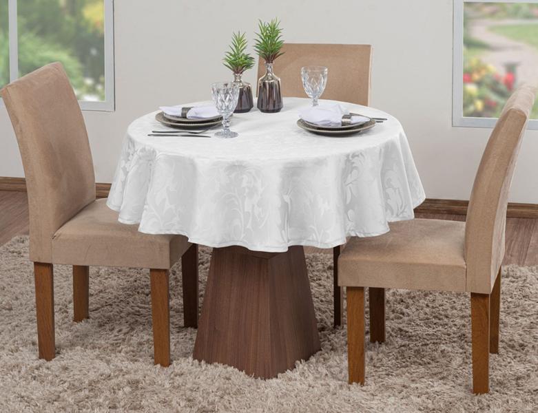 Imagem de Kit 3 Toalhas De Mesa Luxo Redonda Sala Jantar Jacquard 4 Lugares