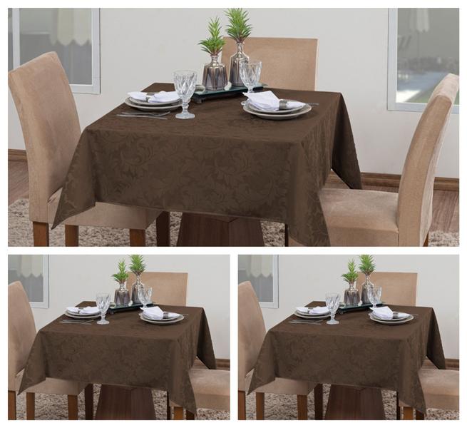 Imagem de Kit 3 Toalhas De Mesa Quadrada 4 Lugares Sala Jantar Jacquard