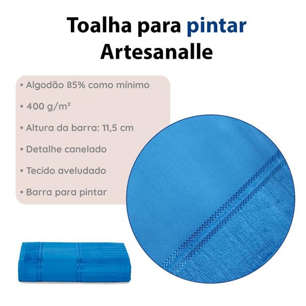 Imagem de Kit 3 Toalhas de Rosto Para Pintar Aveludada Dohler Artesanalle Ponto Russo