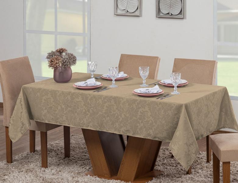 Imagem de Kit 3 Toalhas Mesa Luxo Retangular 8 Lugares Sala Jantar Jacquard