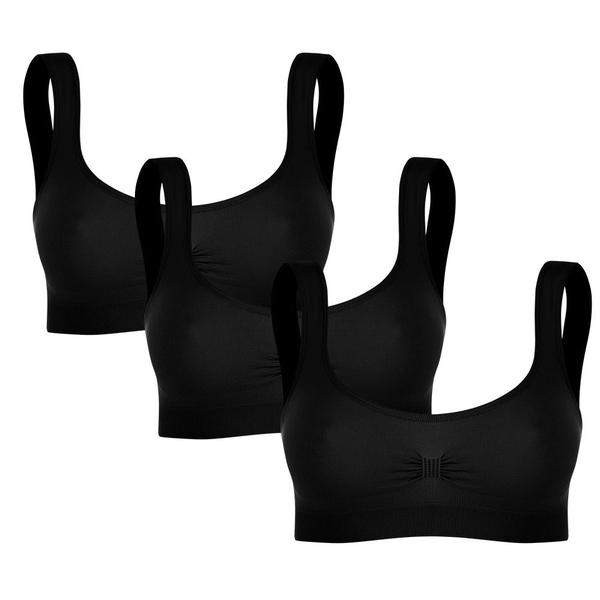Kit 3 Top Trifil Liso Esportivo Feminino Adulto Sem Bojo Sem Aro Modelo Para Academia Corrida Dança Imagem de Kit 3 Top Trifil Liso Esportivo Feminino Adulto Sem Bojo Sem Aro Modelo Para Academia Corrida Dança