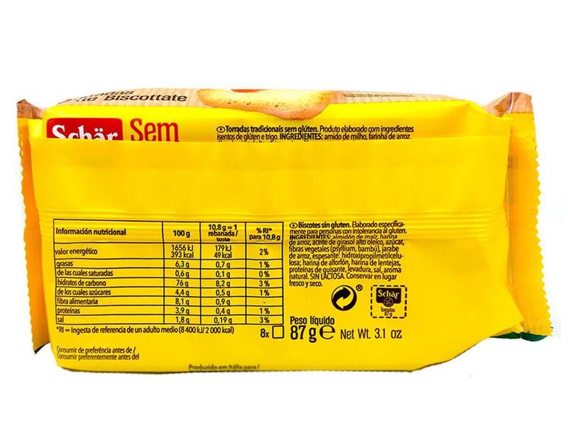 Kit 3 Torrada Tradicional Fette Sem Glúten 87G Schar Imagem de Kit 3 Torrada Tradicional Fette Sem Glúten 87G Schar
