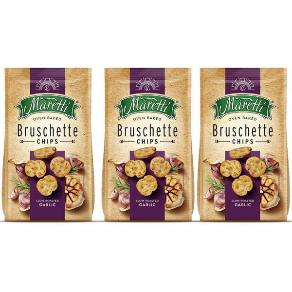 Kit 3 Torradas Bruschette Chips Alho Garlic Maretti 85g Imagem de Kit 3 Torradas Bruschette Chips Alho Garlic Maretti 85g