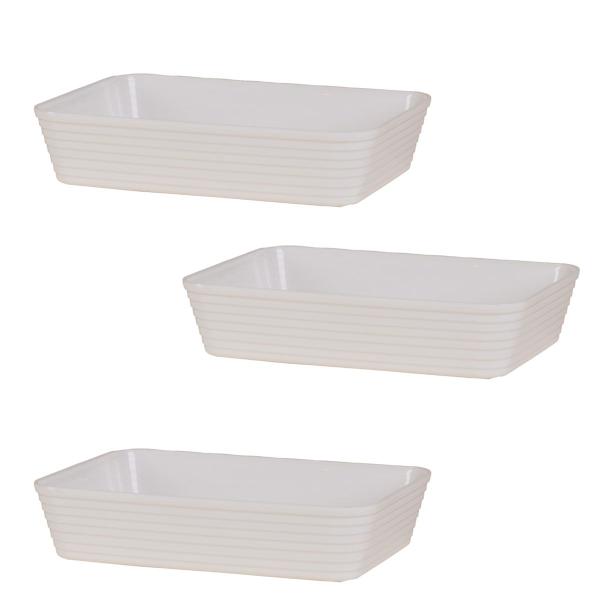 Kit 3 Travessa Com Friso LE CHEF 27,5x19x6Cm Branca - Paramount Imagem de Kit 3 Travessa Com Friso LE CHEF 27,5x19x6Cm Branca