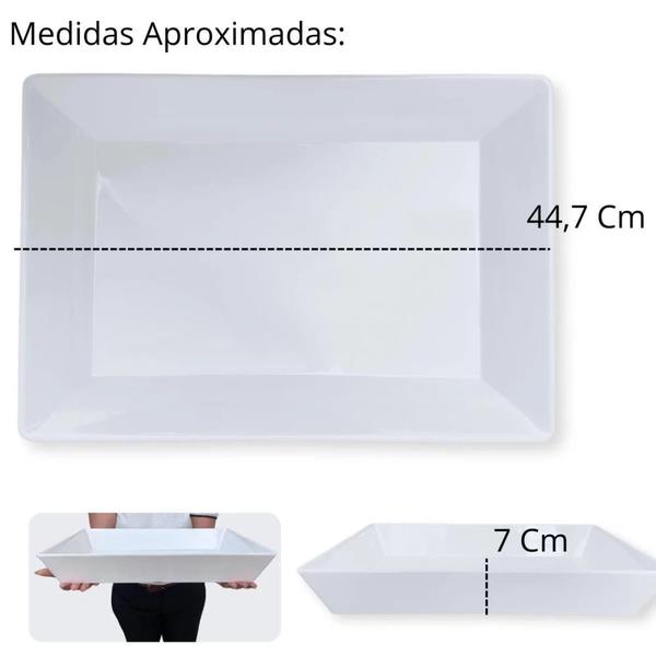 Kit 3 Travessas Ovais 45,5 Cm para Buffet Rasas + Travessa Retangular Funda 44,7 Cm Restaurante Melamina Profissional Bestfer Imagem de Kit 3 Travessas Ovais 45,5 Cm para Buffet Rasas + Travessa Retangular Funda 44,7 Cm Restaurante Melamina Profissional Bestfer