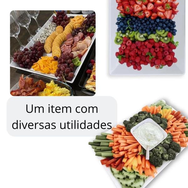 Kit 3 Travessas Ovais 45,5 Cm para Buffet Rasas + Travessa Retangular Funda 44,7 Cm Restaurante Melamina Profissional Bestfer Imagem de Kit 3 Travessas Ovais 45,5 Cm para Buffet Rasas + Travessa Retangular Funda 44,7 Cm Restaurante Melamina Profissional Bestfer