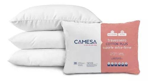 Imagem de Kit 3 Travesseiro Cotton Plus 50cm x 70cm 100% Algodão Percal 180 Fios Camesa