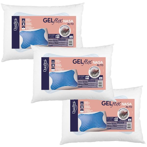 Kit 3 Travesseiros Alto com 17cm - GelFlex - Duoflex Imagem de Kit 3 Travesseiros Alto com 17cm - GelFlex