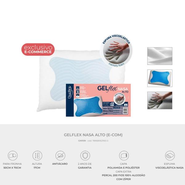 Kit 3 Travesseiros Alto com 17cm - GelFlex - Duoflex Imagem de Kit 3 Travesseiros Alto com 17cm - GelFlex