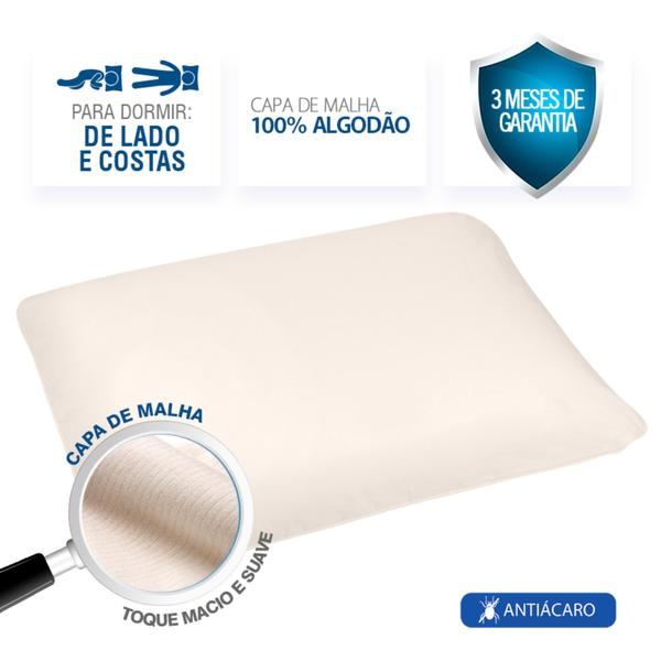 Imagem de Kit 3 Travesseiros Duoflex NASA-X Alto 50x70x13cm NS3109 Com Espuma Viscoelástica