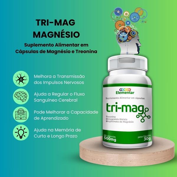 Imagem de Kit 3 Tri-Mag Suplemento de Magnésio 60 Cápsulas Gênesis