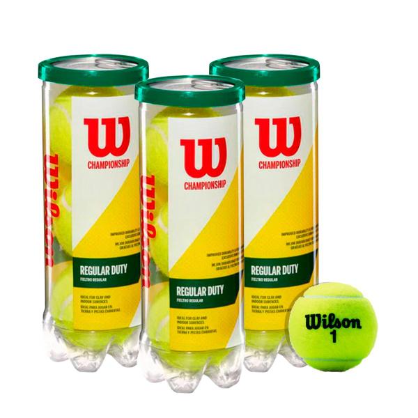 Imagem de Kit 3 Tubos de Bolas de Tenis Championship ProfissionaL Quadra Wilson