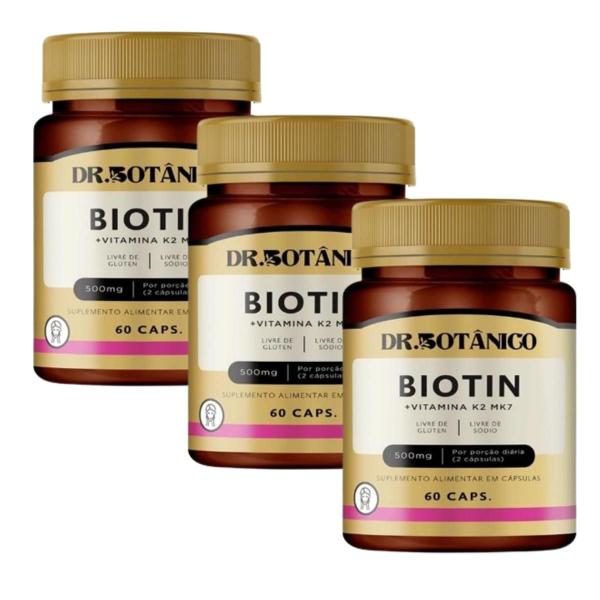 Imagem de Kit 3 un - biotin + vitamina k2 500mg 60 caps dr botanico