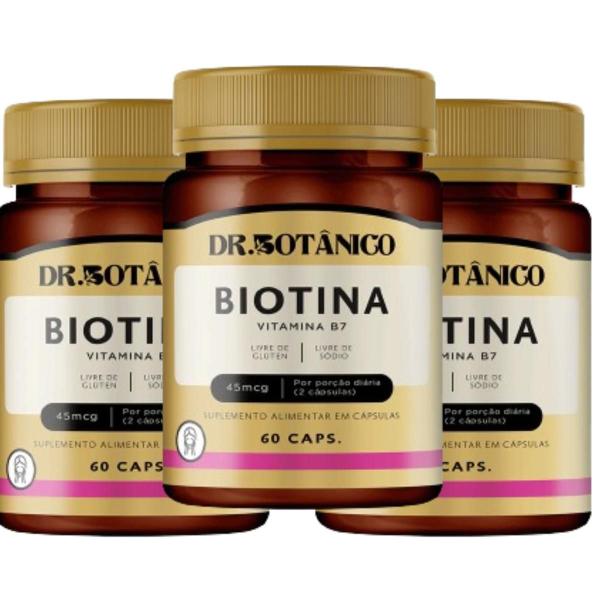 Imagem de Kit 3 un - biotina 45mcg 60 capsulas dr botanico